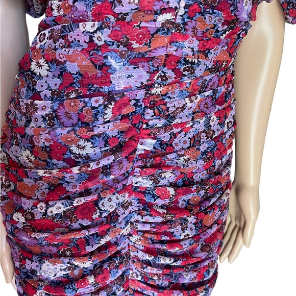 ZARA Metallic Sparkle Floral
Lined Shirred Ruched Mini Mod
Dress Size L - Picture 7 of 16